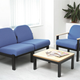 Waiting room with low padded seats and low coffee table with magazines
and plant